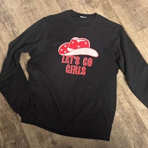 Black Womens Crew neck Sweatshirt with Red cowboy Hat Design